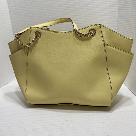 Michael Kors Jet Set Chain Large Shoulder Tote Yellow Saffiano Leather Bag Purse - Picture 10 of 14